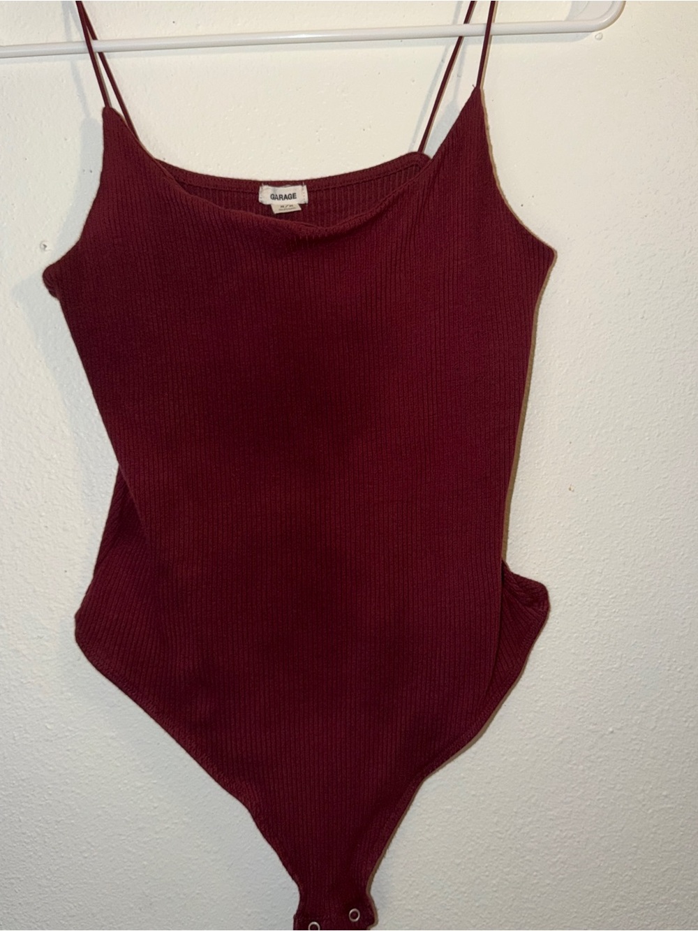 Garage Burgundy Ribbed Camisole Bodysuit, women’s M EUC stretchy